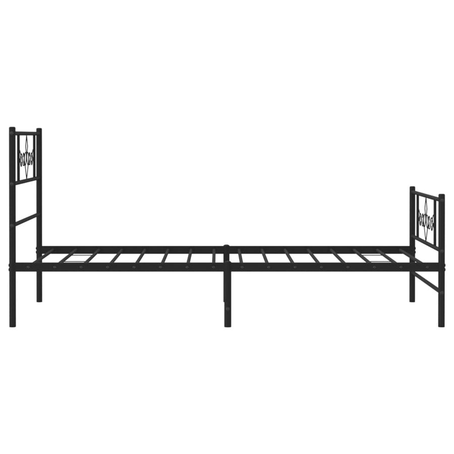 Metal Bed Frame without Mattress with Footboard Black 90x190 cm