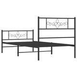 Metal Bed Frame without Mattress with Footboard Black 90x190 cm - Close-Up Angle