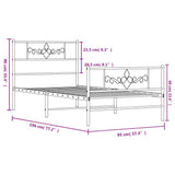 Metal Bed Frame without Mattress with Footboard Black 90x190 cm - Extra Image