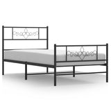Metal Bed Frame without Mattress with Footboard Black 107x203 cm King Single - Front View