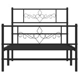 Metal Bed Frame without Mattress with Footboard Black 107x203 cm King Single - 45-Degree Angle