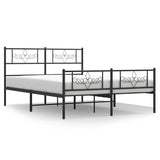 Metal Bed Frame without Mattress with Footboard Black 135x190 cm