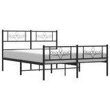 Metal Bed Frame without Mattress with Footboard Black 135x190 cm - 45-Degree Angle