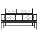 Metal Bed Frame without Mattress with Footboard Black 135x190 cm