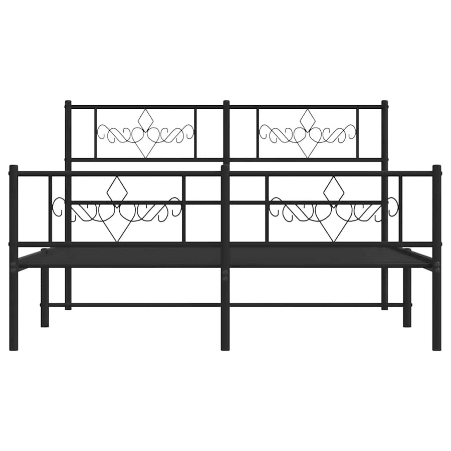 Metal Bed Frame without Mattress with Footboard Black 135x190 cm