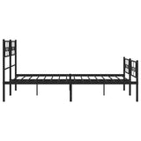 Metal Bed Frame without Mattress with Footboard Black 135x190 cm - Close-Up Angle
