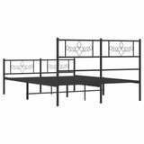 Metal Bed Frame without Mattress with Footboard Black 135x190 cm - Low Angle