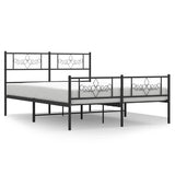 Metal Bed Frame without Mattress with Footboard Black 150x200 cm