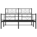 Metal Bed Frame without Mattress with Footboard Black 150x200 cm