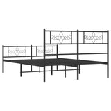 Metal Bed Frame without Mattress with Footboard Black 150x200 cm - Low Angle