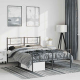 Metal Bed Frame without Mattress with Footboard Black 150x200 cm