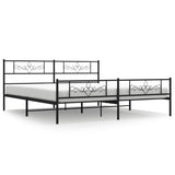 Metal Bed Frame without Mattress with Footboard Black 183x203 cm King - Front View