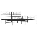 Metal Bed Frame without Mattress with Footboard Black 183x203 cm King - Side View