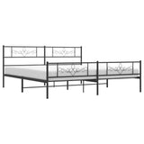 Metal Bed Frame without Mattress with Footboard Black 183x203 cm King - Top-Down View