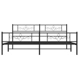 Metal Bed Frame without Mattress with Footboard Black 183x203 cm King - 45-Degree Angle