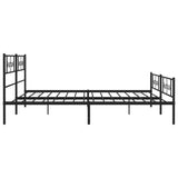 Metal Bed Frame without Mattress with Footboard Black 183x203 cm King - Rear View