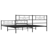 Metal Bed Frame without Mattress with Footboard Black 183x203 cm King - Close-Up Angle