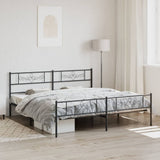 Metal Bed Frame without Mattress with Footboard Black 183x203 cm King