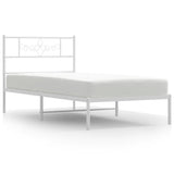 Metal Bed Frame without Mattress with Headboard White 90x190 cm