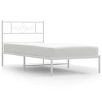 Metal Bed Frame without Mattress with Headboard White 90x190 cm