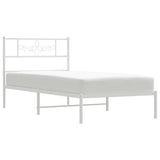 Metal Bed Frame without Mattress with Headboard White 90x190 cm - Top-Down View