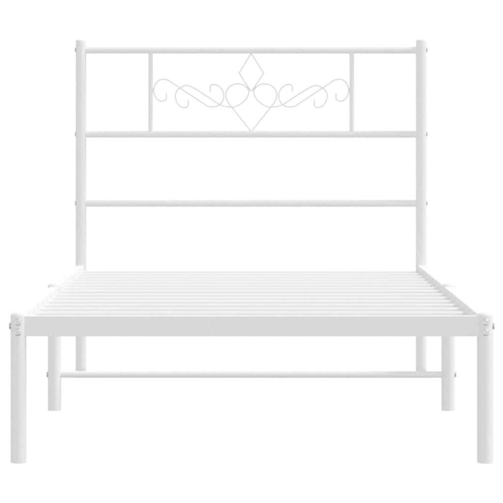 Metal Bed Frame without Mattress with Headboard White 90x190 cm