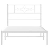 Metal Bed Frame without Mattress with Headboard White 90x190 cm - 45-Degree Angle