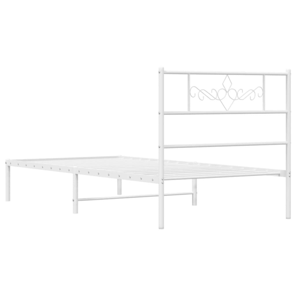 Metal Bed Frame without Mattress with Headboard White 90x190 cm