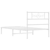 Metal Bed Frame without Mattress with Headboard White 90x190 cm