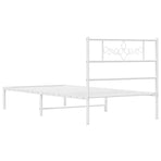 Metal Bed Frame without Mattress with Headboard White 90x190 cm