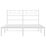 Metal Bed Frame without Mattress with Headboard White 135x190 cm - Rear View