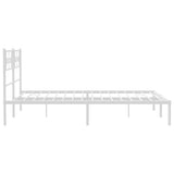 Metal Bed Frame without Mattress with Headboard White 135x190 cm - Close-Up Angle
