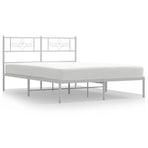 Metal Bed Frame without Mattress with Headboard White 150x200 cm