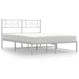 Metal Bed Frame without Mattress with Headboard White 150x200 cm - Front View