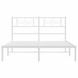 Metal Bed Frame without Mattress with Headboard White 150x200 cm - 45-Degree Angle