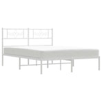 Metal Bed Frame without Mattress with Headboard White 150x200 cm
