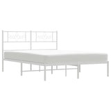 Metal Bed Frame without Mattress with Headboard White 150x200 cm - Rear View