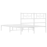 Metal Bed Frame without Mattress with Headboard White 150x200 cm