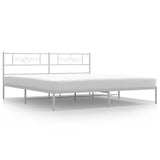 Metal Bed Frame without Mattress with Headboard White 183x203 cm King - Front View