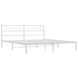 Metal Bed Frame without Mattress with Headboard White 183x203 cm King