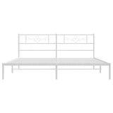 Metal Bed Frame without Mattress with Headboard White 183x203 cm King - 45-Degree Angle