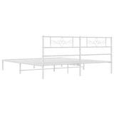 Metal Bed Frame without Mattress with Headboard White 183x203 cm King