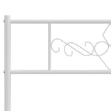 Metal Bed Frame without Mattress with Headboard White 183x203 cm King - Low Angle