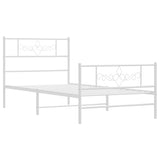 Metal Bed Frame without Mattress with Footboard White 90x190 cm