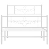 Metal Bed Frame without Mattress with Footboard White 90x190 cm