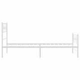 Metal Bed Frame without Mattress with Footboard White 90x190 cm - Rear View