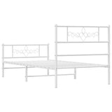 Metal Bed Frame without Mattress with Footboard White 90x190 cm