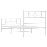 Metal Bed Frame without Mattress with Footboard White 90x190 cm - Close-Up Angle