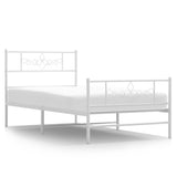 Metal Bed Frame without Mattress with Footboard White 107x203 cm King Single - Front View