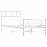 Metal Bed Frame without Mattress with Footboard White 107x203 cm King Single